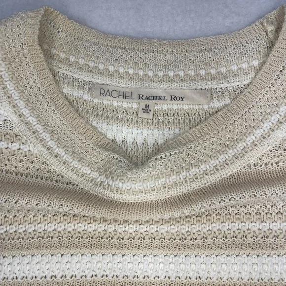 Rachel Roy Cream Stripe Knit Sweater Lightweight Boho Small - Picture 2 of 6